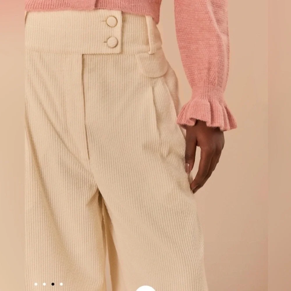 Farm Rio, off-white double waistband pants NWT small corduroy‎